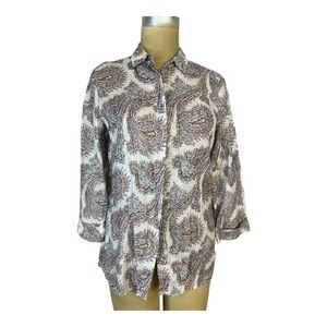 Lasserre Vintage 90’s Linen Paisley Print Collared Shirt
